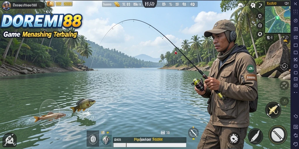 Gameplay DOREMI88 menampilkan petualangan memancing yang menegangkan.