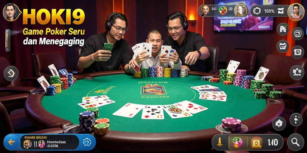 Tampilan gameplay HOKI9 yang menegangkan dalam poker.