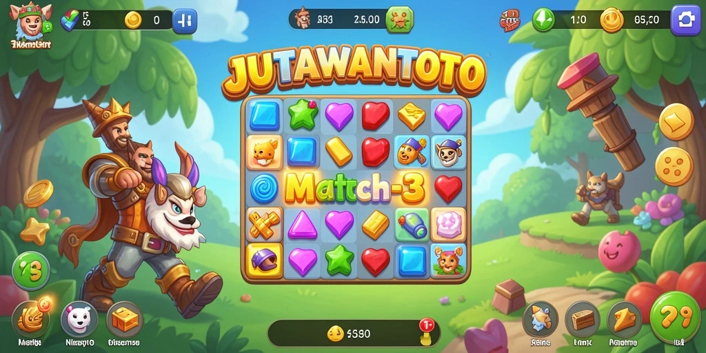 Tangkapan layar dari gameplay seru JUTAWANTOTO Match-3.