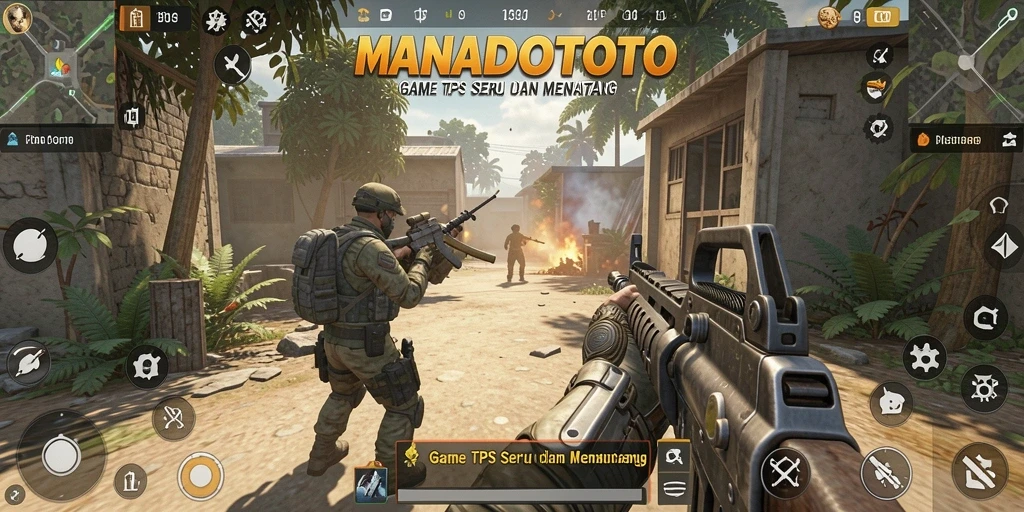 Tampilan gameplay mendebarkan dari MANADOTOTO dengan aksi TPS yang intens.