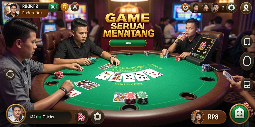 Tampilan menarik dari gameplay poker RP8 yang mendebarkan.