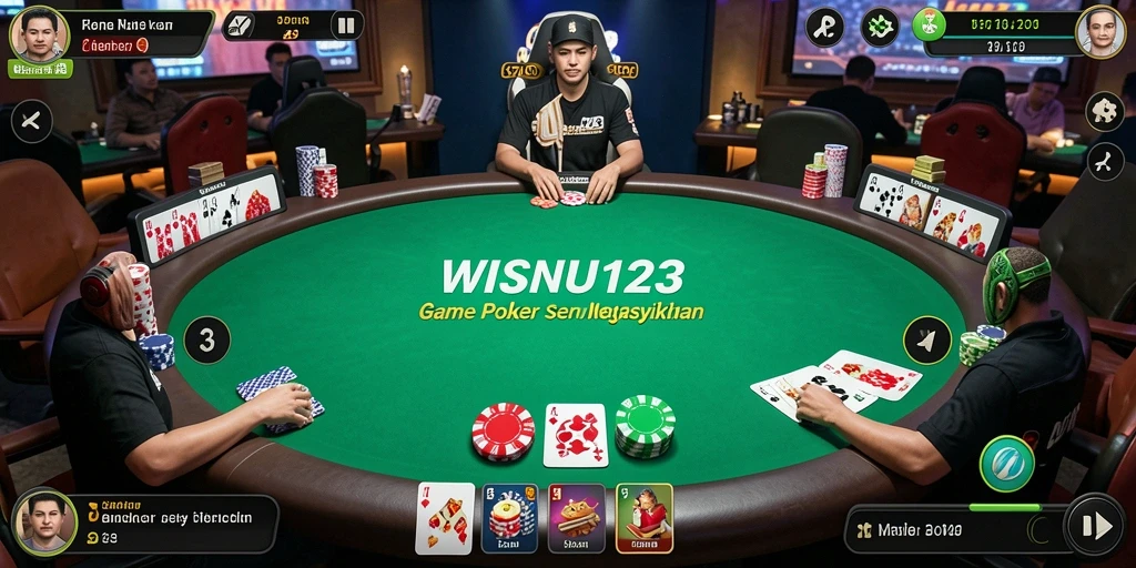 Tangkapan layar gameplay WISNU123 menunjukkan keseruan bermain poker.